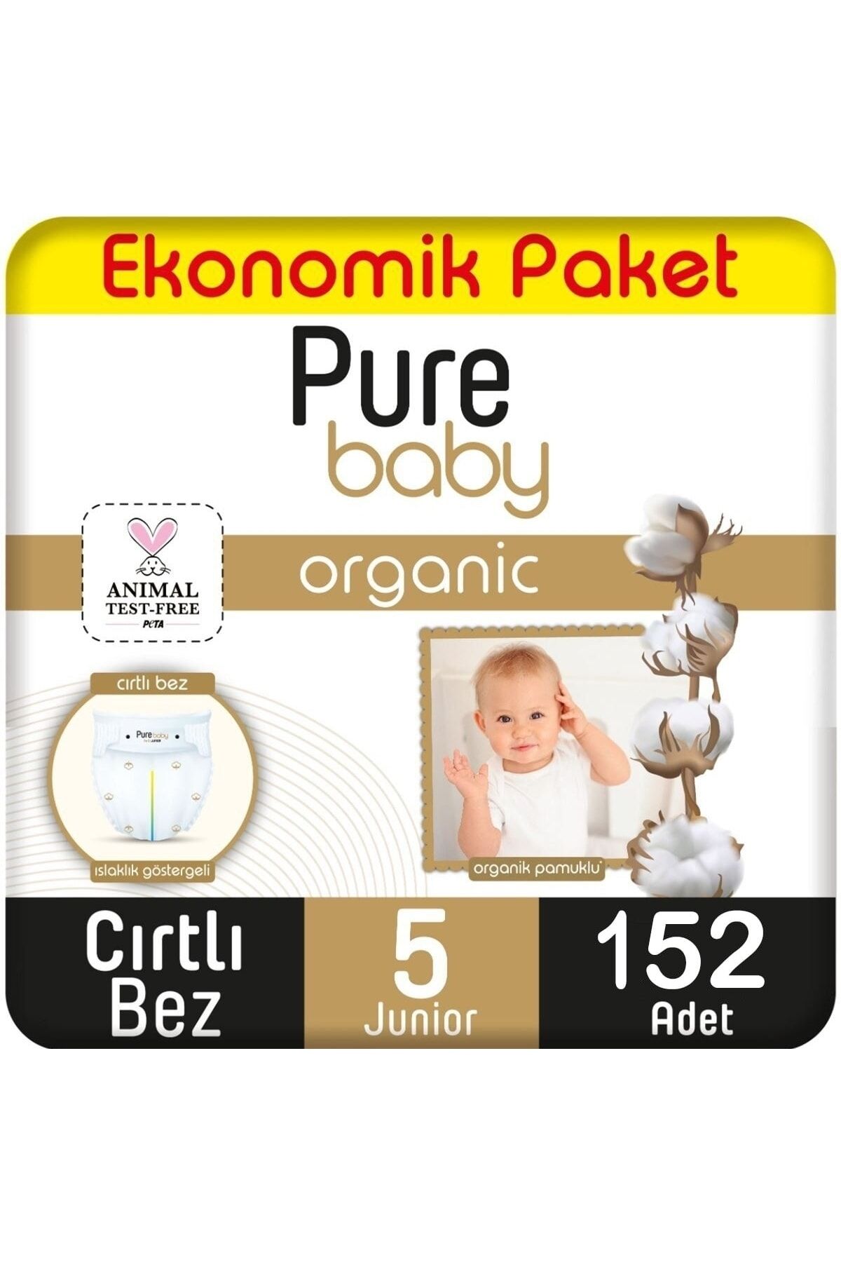 Organik Pamuklu Cırtlı Bez Ekonomik Paket 5 No Junior
