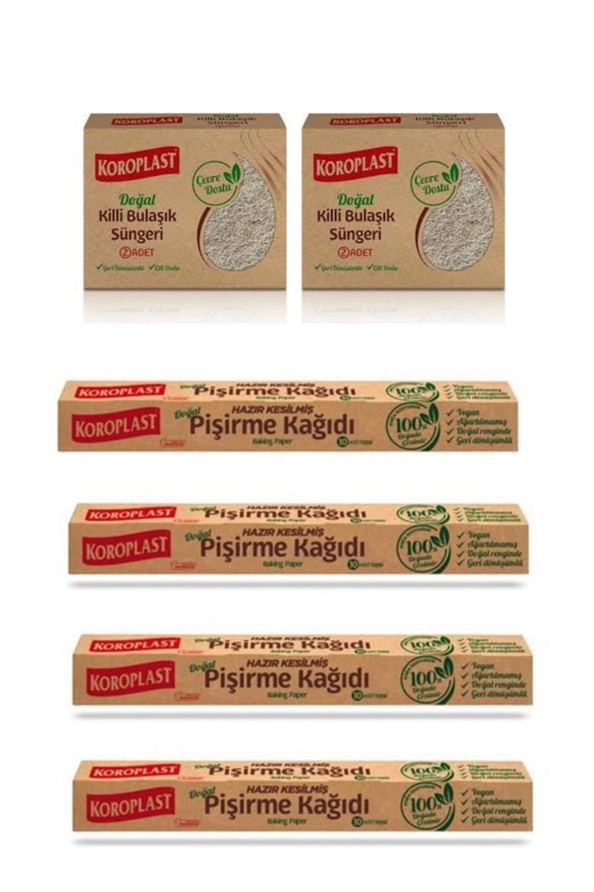 Doğal Pişirme Kağıdı 4 Adet. Killi Bulaşık Süngeri 2 Adet