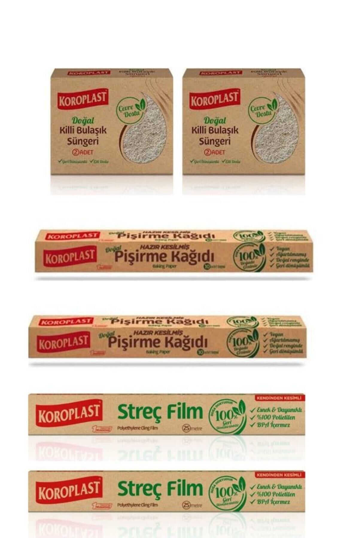 Killi Bulaşık Süngeri 2 Adet Doğal Pişirme Kağıdı 2 Âdet Doğal Streç Film 25 Metre 2 Âdet