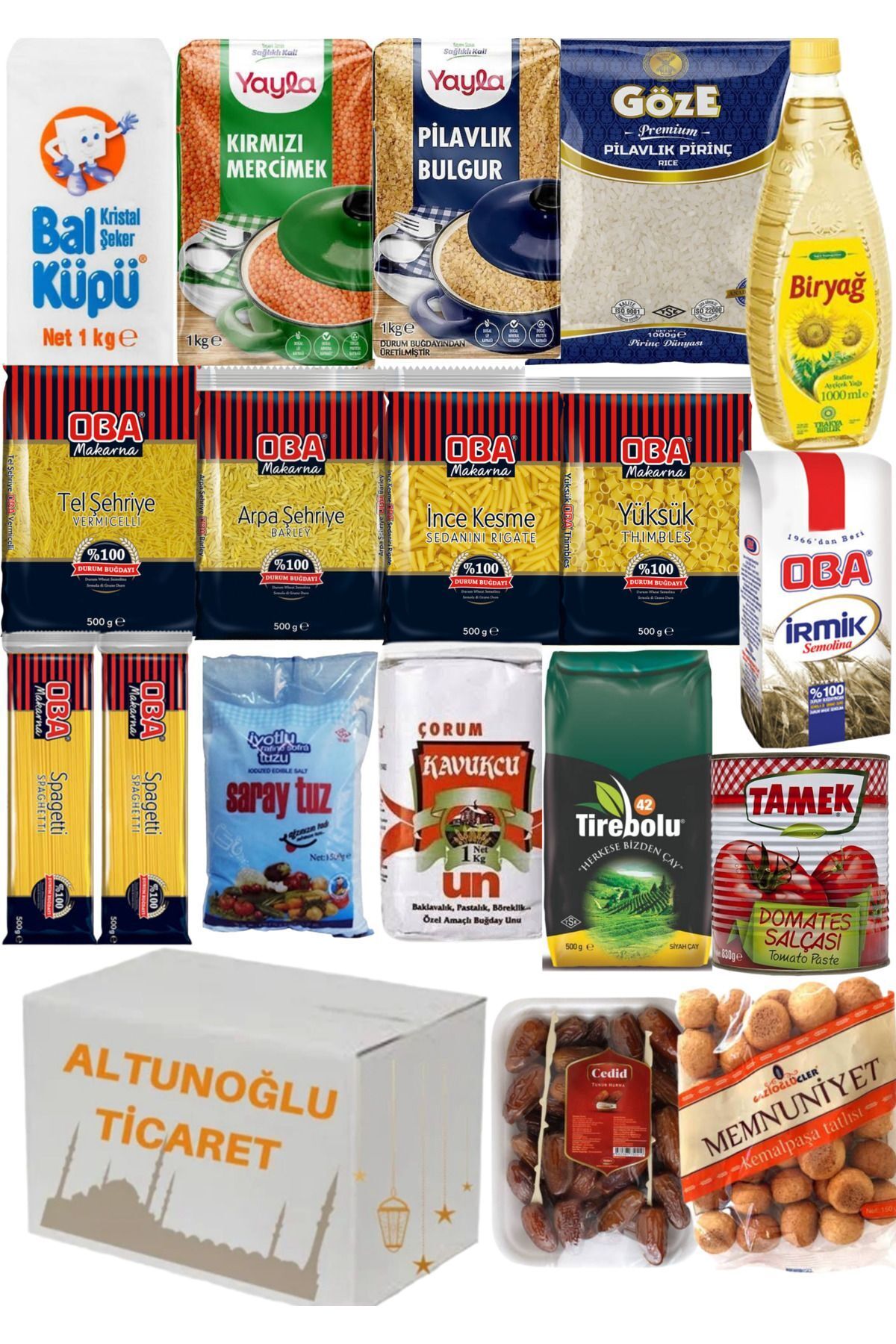 Ramazan paketi kumanya yardım gıda erzak kolisi 18 parça ürün