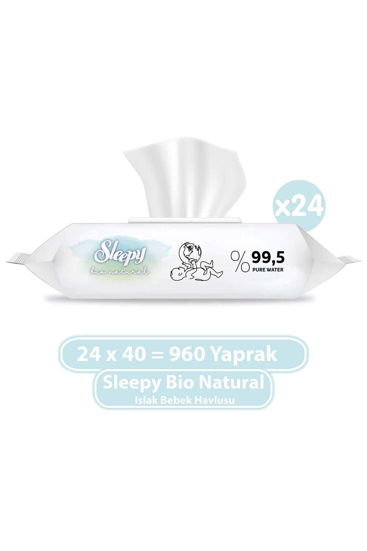 Bio Natural Yenidoğan Islak Bebek Bakım Havlusu 24x40 (960 Yaprak)