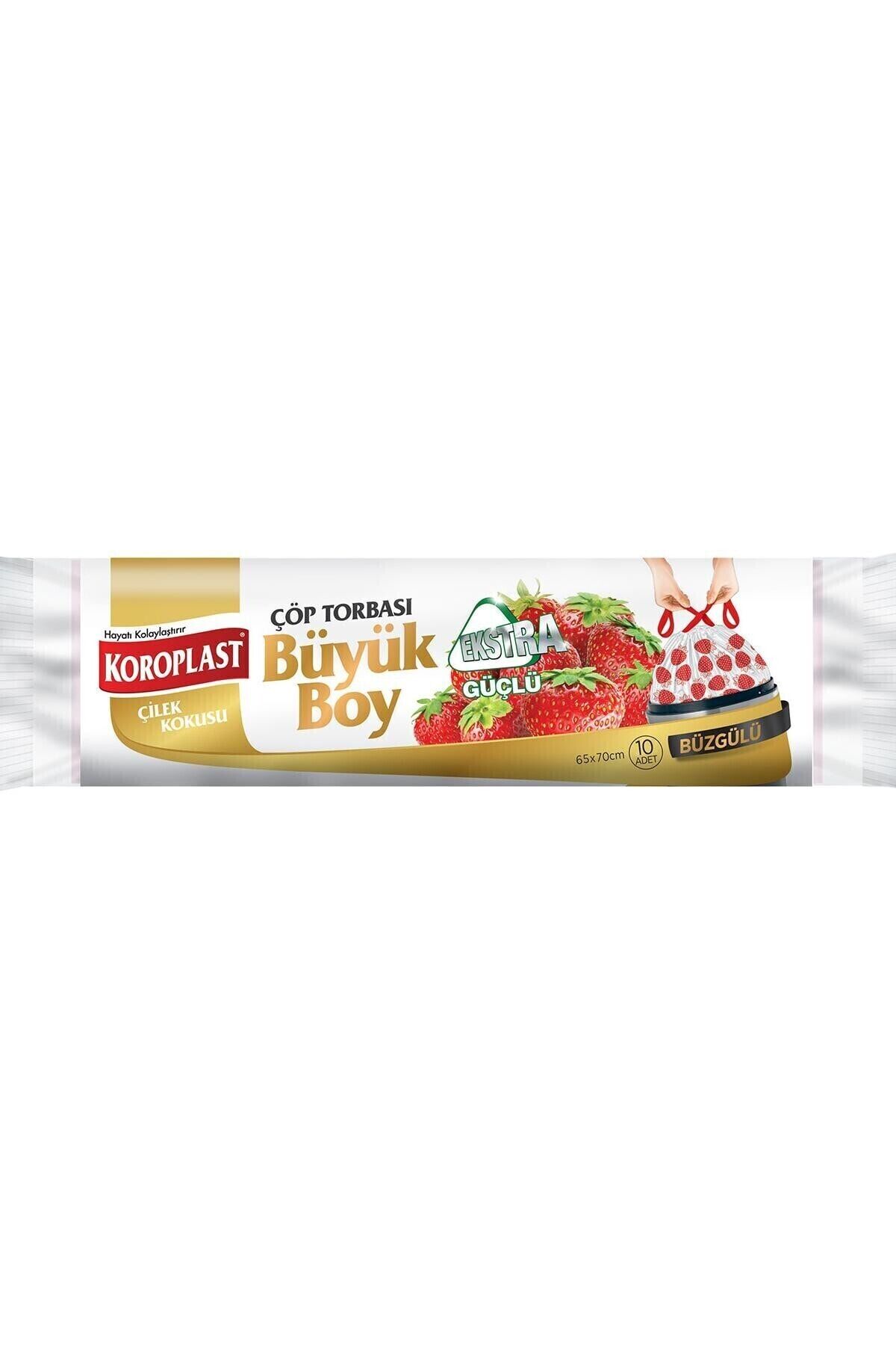 Ekstra Güçlü Büzgülü Çilek Büyük Boy Çöp Torbası 10'lu