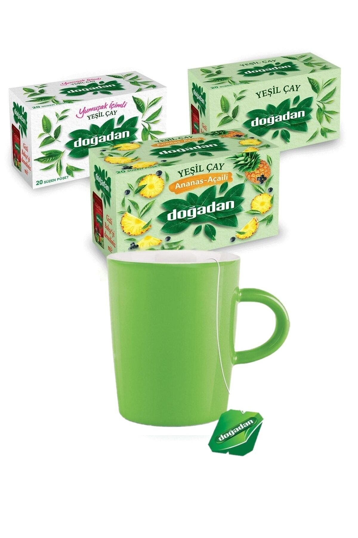 Kupa Bardak Hediyeli Yeşil Çaylar 3'lü Set