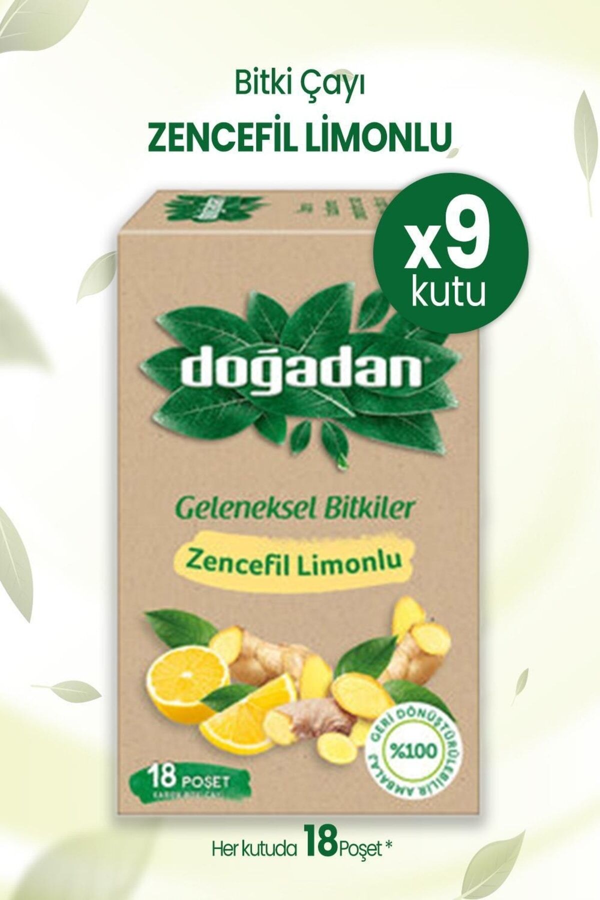 Zencefil Limonlu Bitki Çayı 18'li X 9 Adet