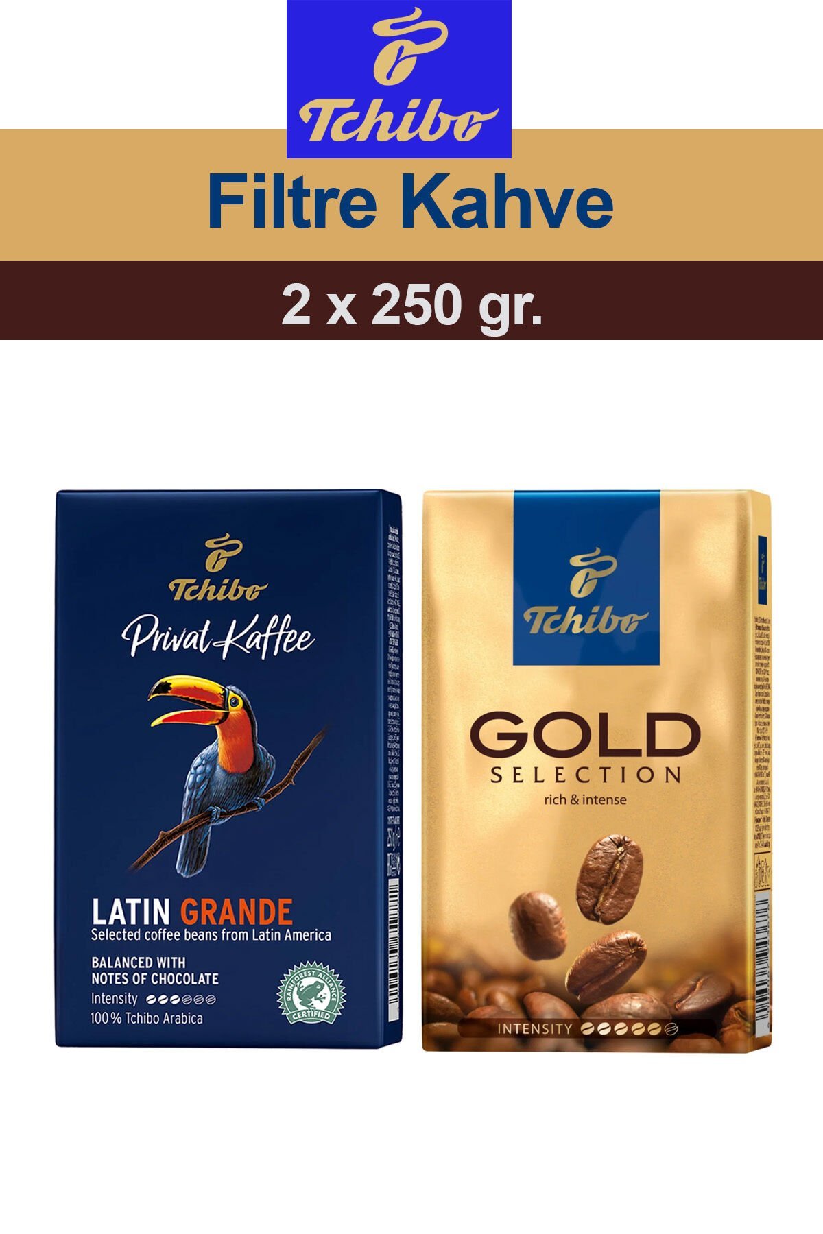 Privat Kaffee Latin Grande ve Gold Selection Öğütülmüş Filtre Kahve 2x250 gr.