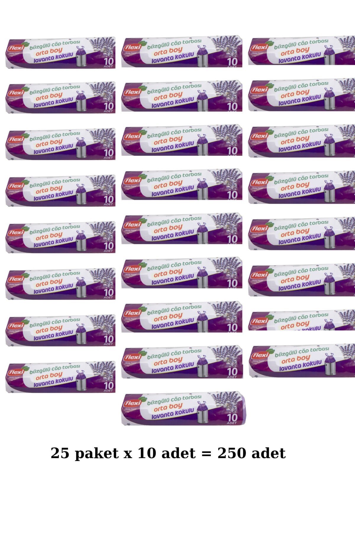 büzgülü çöp torbası lavanta kokulu orta boy 25 paket 1 koli