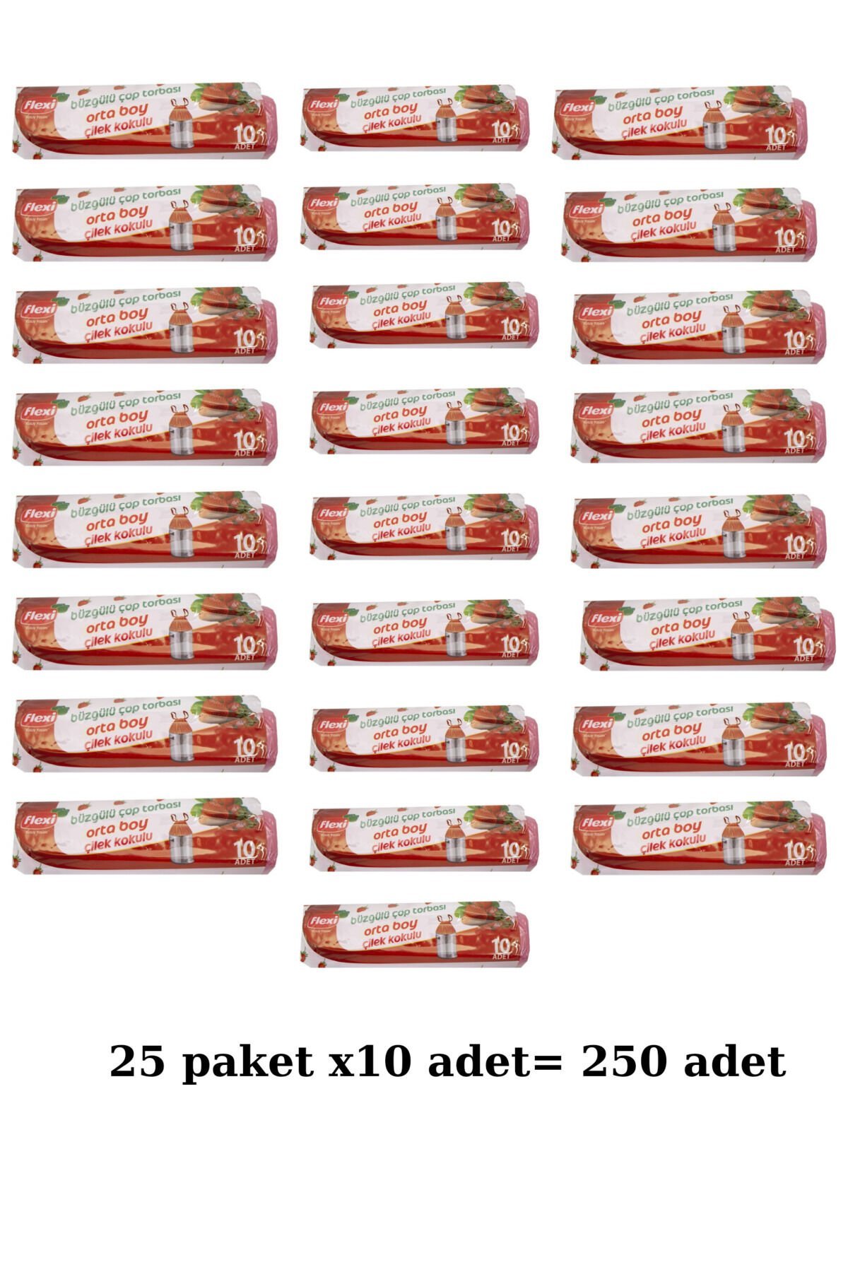 büzgülü çöp torbası çilek kokulu orta boy 25 paket 1 koli