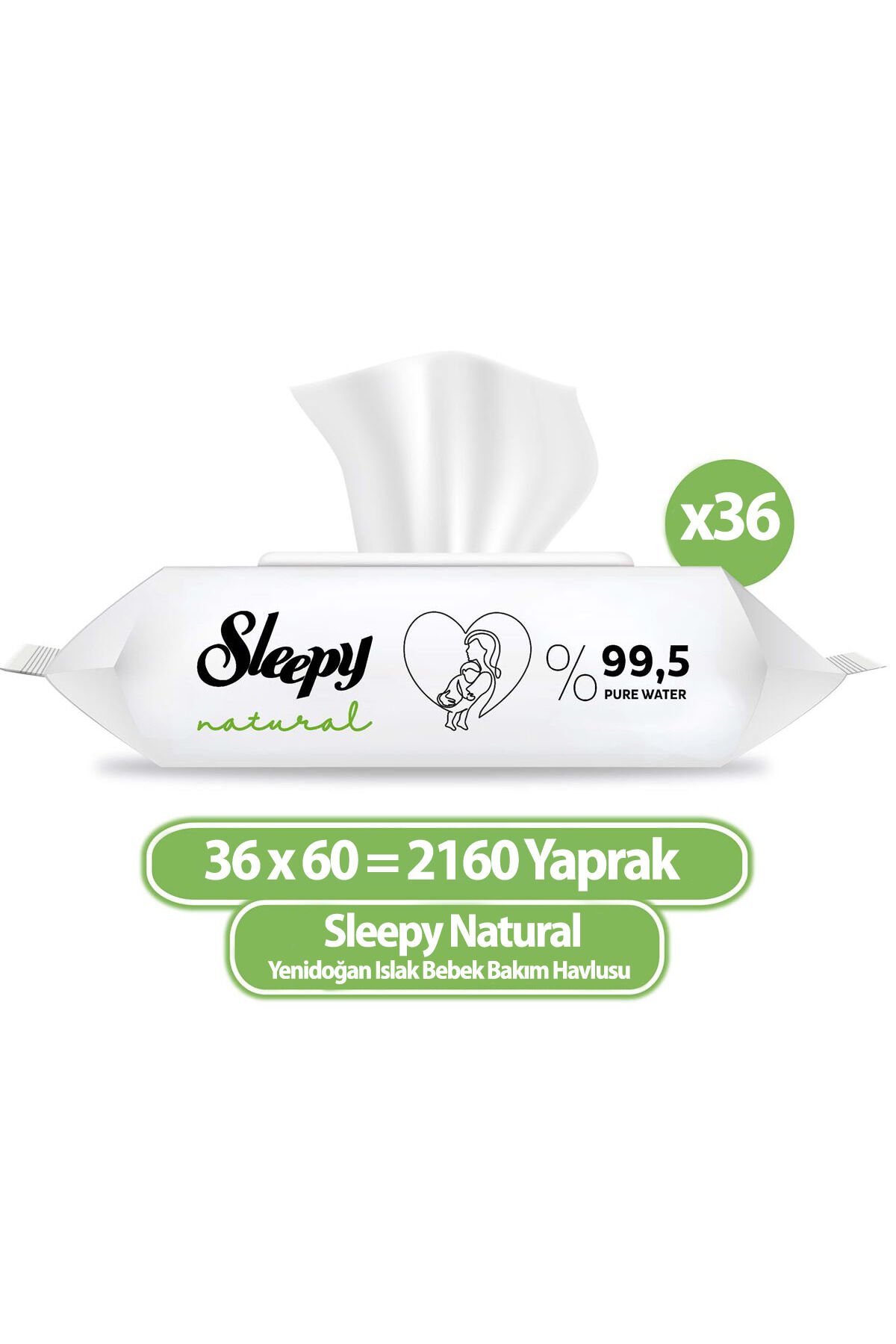 Natural Yenidoğan Islak Havlu Mendil 60x36 2160 Yaprak