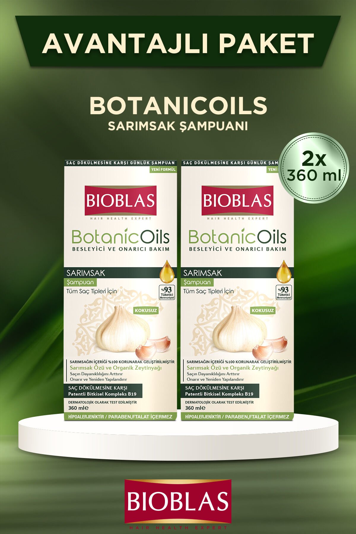 Organic Oils Şampuan 360 Ml Sarımsak Özlü X 2 Adet