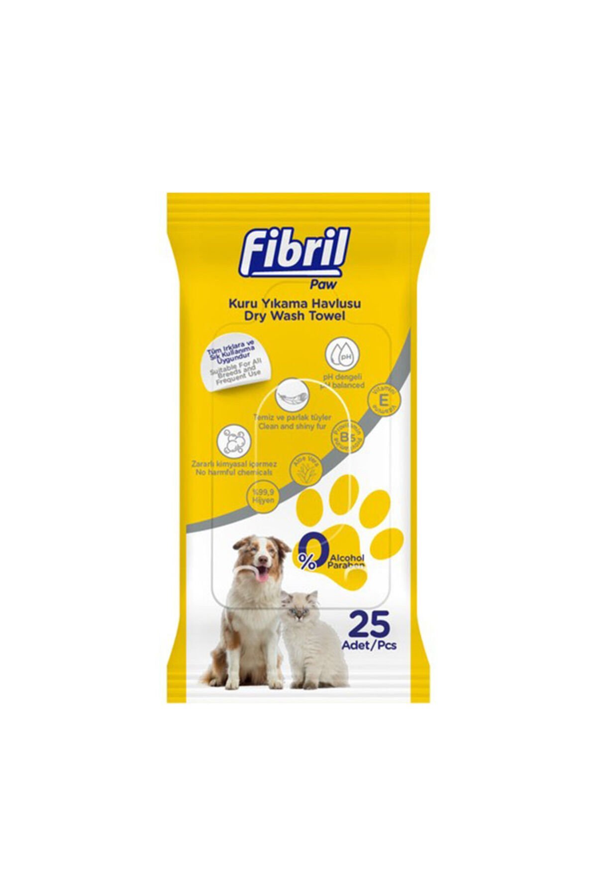 Kedi ve Köpek Pet Kuru Yıkama Havlusu 25 Parça x Tekli