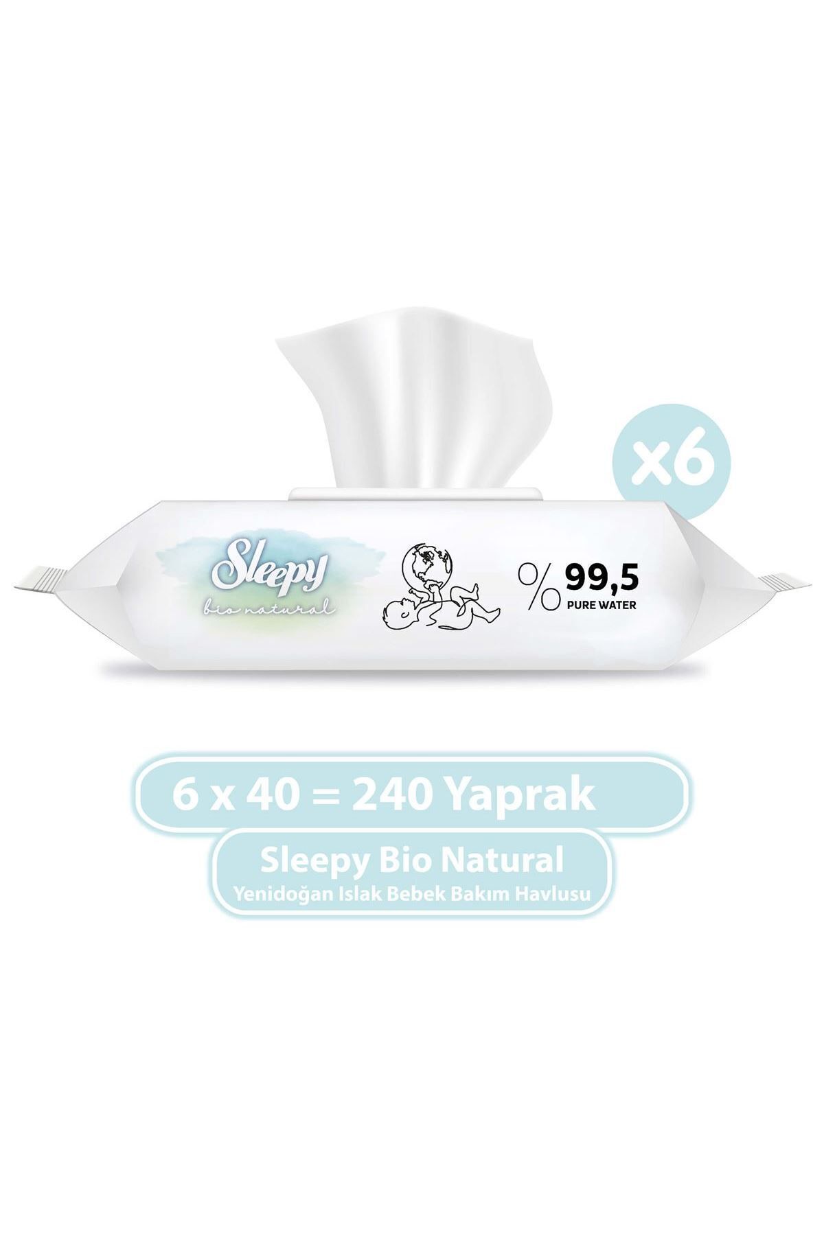 Bio Natural Yenidoğan Islak Bebek Bakım Havlusu 6x40 (240 Yaprak)