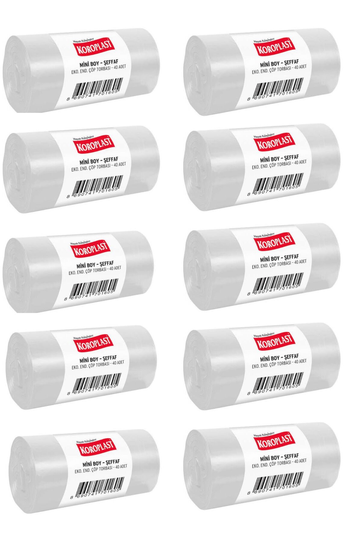 mini boy şeffaf Eko endüstriyel çöp torbası 40 adetli 10 paket