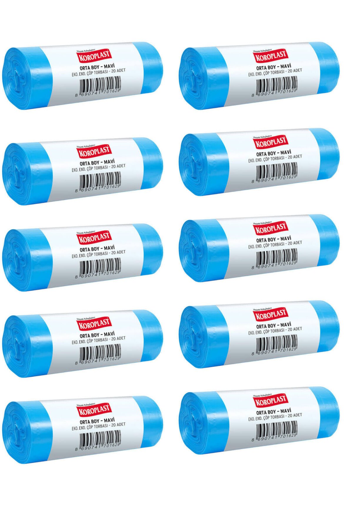 Orta boy mavi Eko endüstriyel çöp torbası 55*60 cm 20 adetli 10 paket