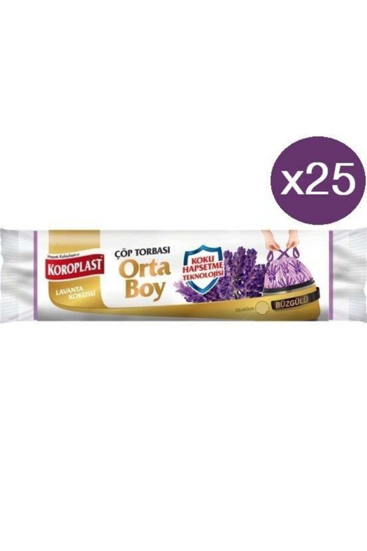 Lavanta Büzgülü Orta Boy Çöp Torbası 15'li X 25 Paket