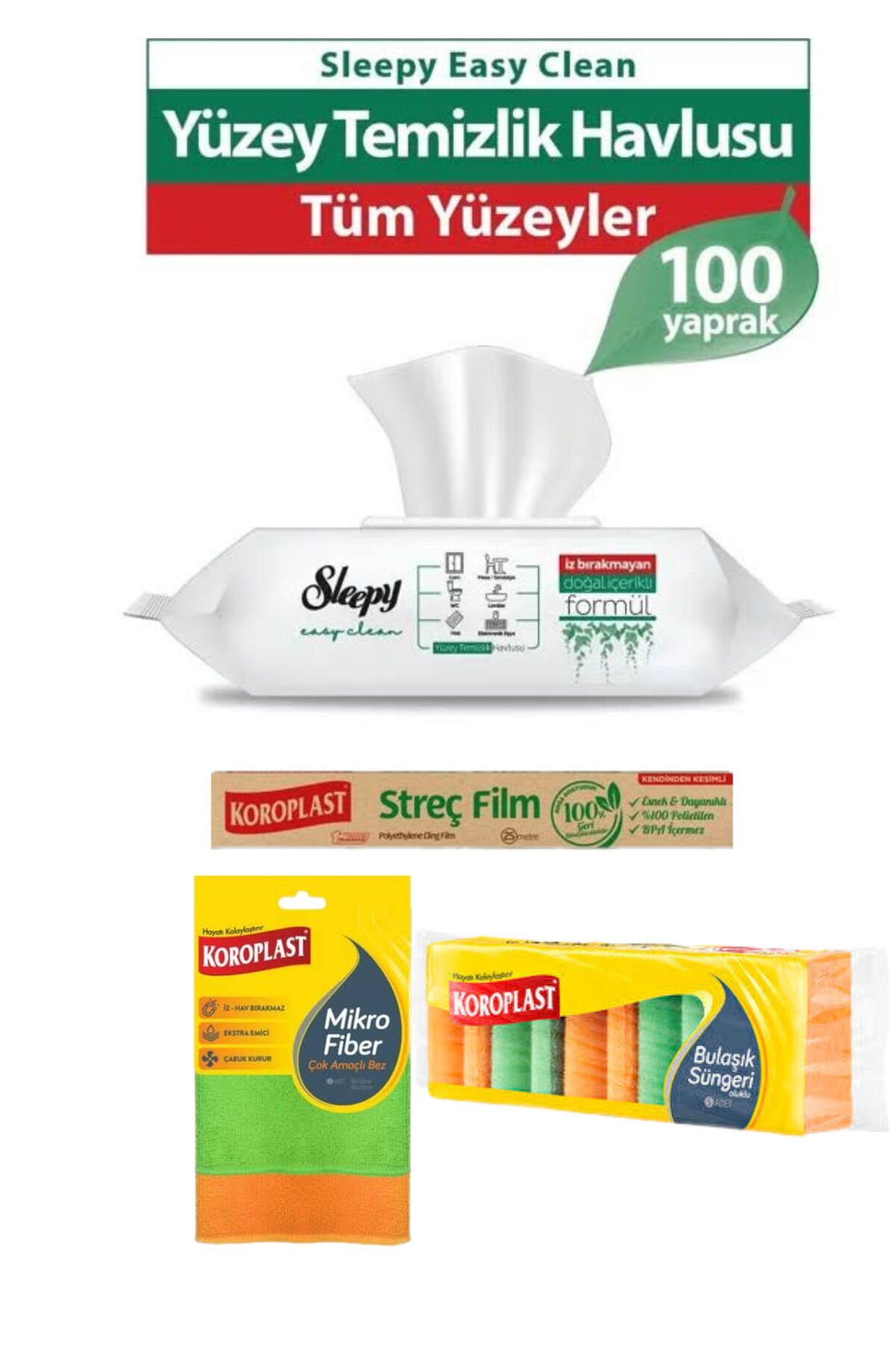 yüzey temizlik havlusu+ koroplast üçlü set