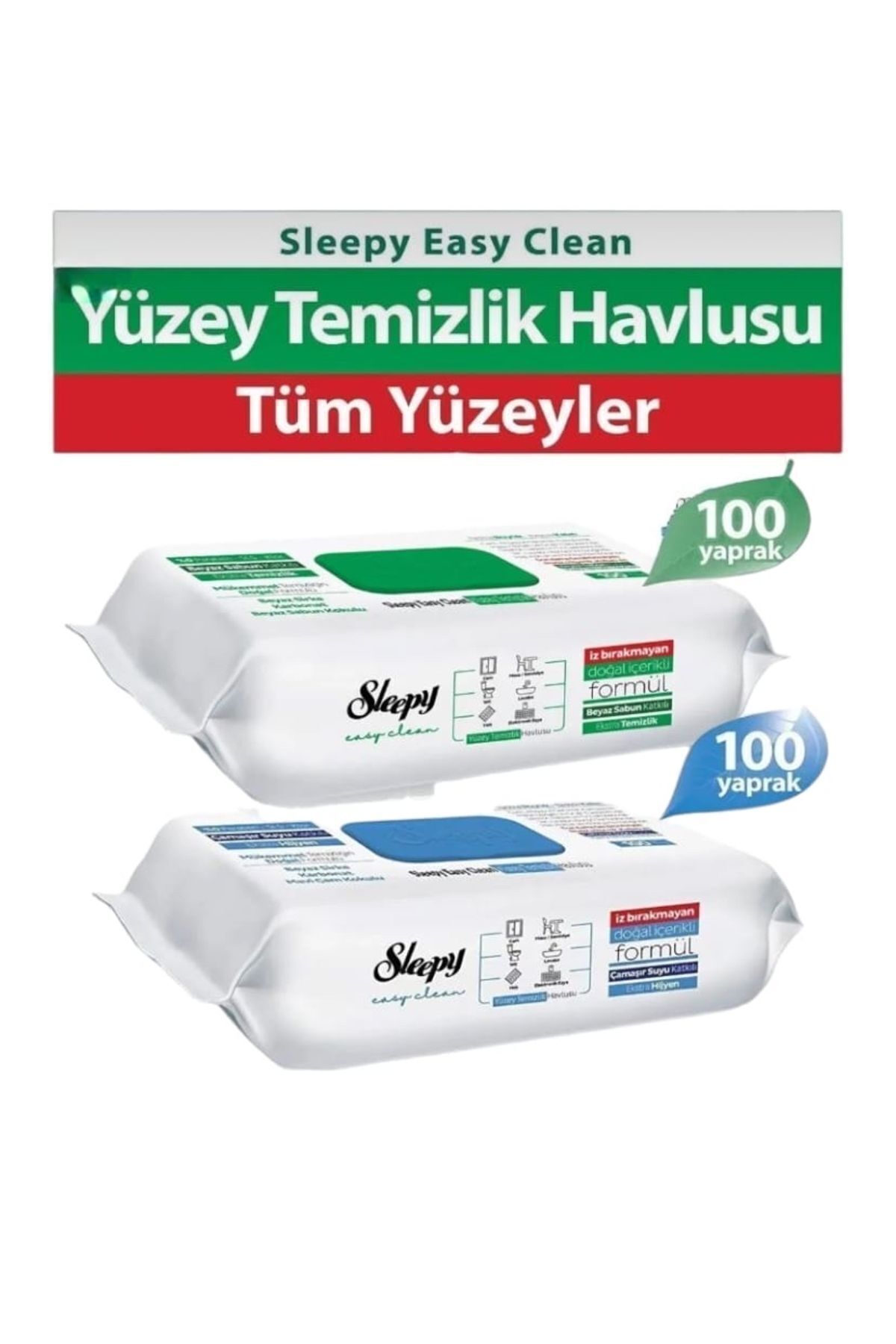 Yüzey Temizlik Havlusu 100 Yaprak+Sleepy Çamaşır Suyu Katkılı Temizlik Havlusu 100 Yaprak