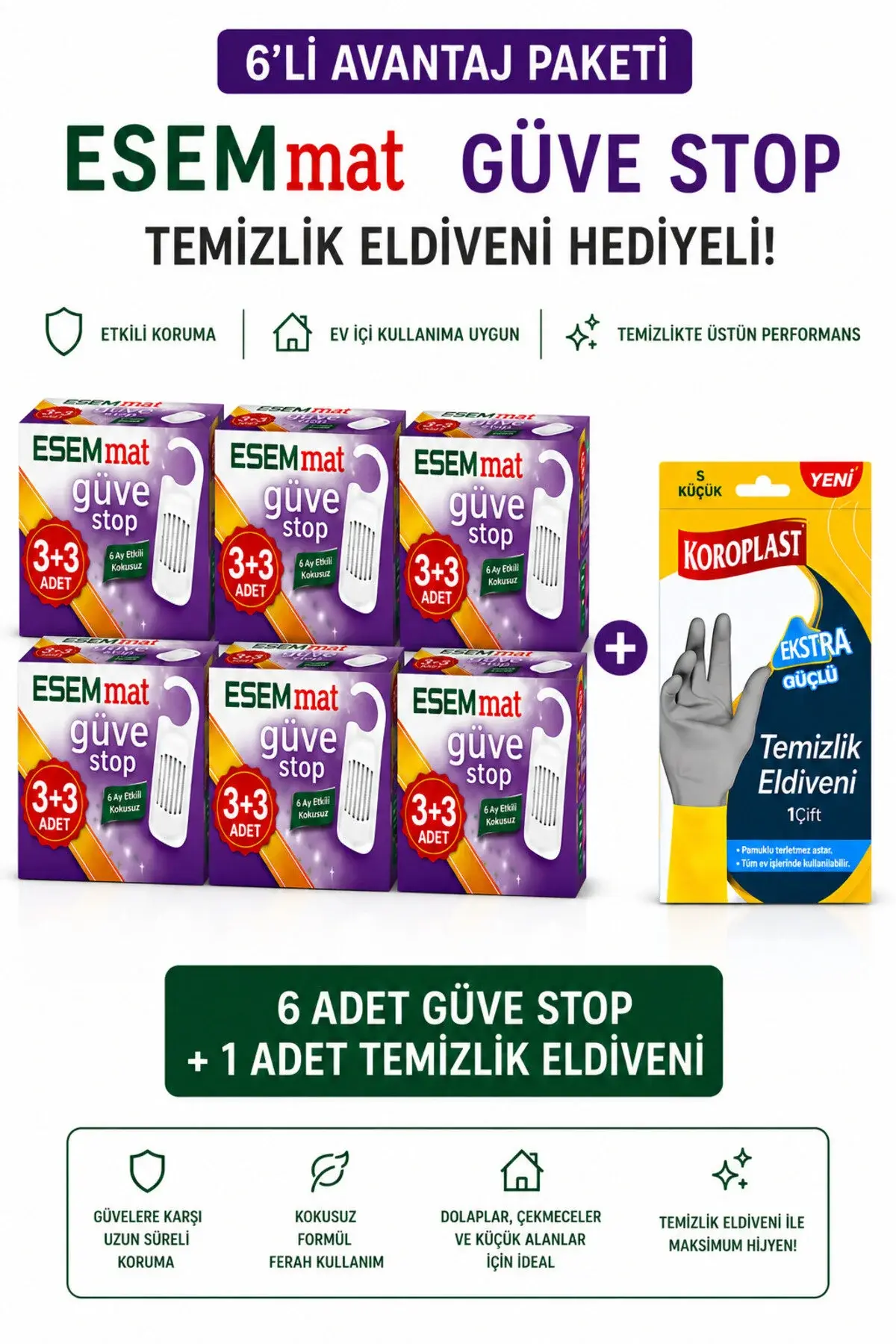 Esemmat Güve stop güve kovucu (3 askı 3 çekmece) X6 paket