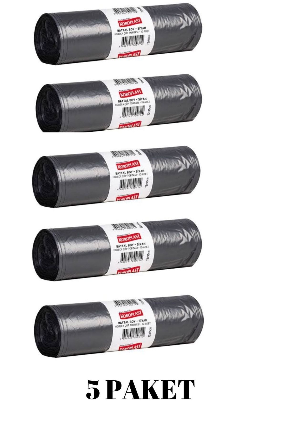 Battal Boy Siyah Horeca Çöp Torbası 10 Adet 72x95 Cm 5 Paket