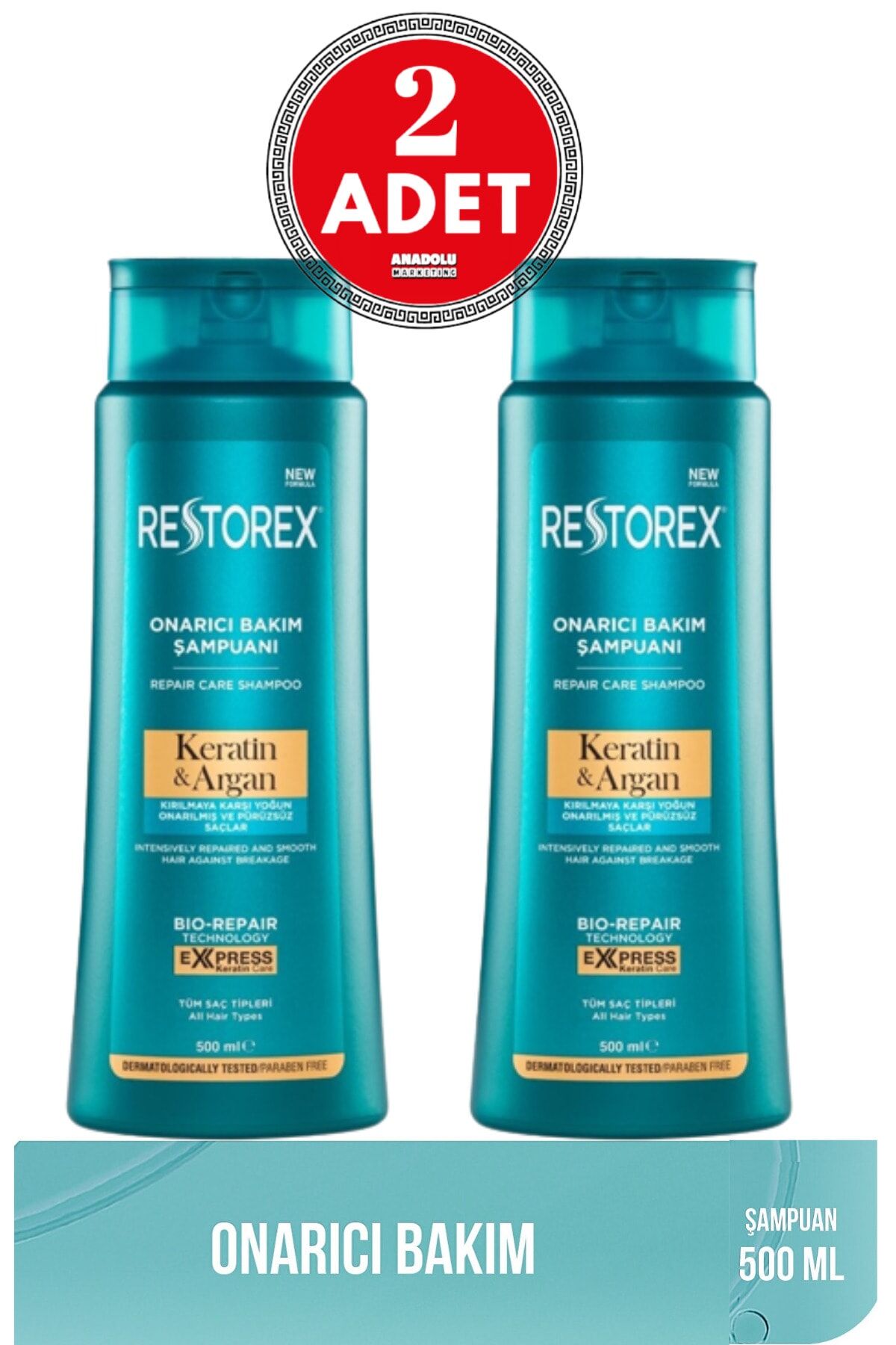 Keratin & Argan Şampuan 500 Ml 2 Adet