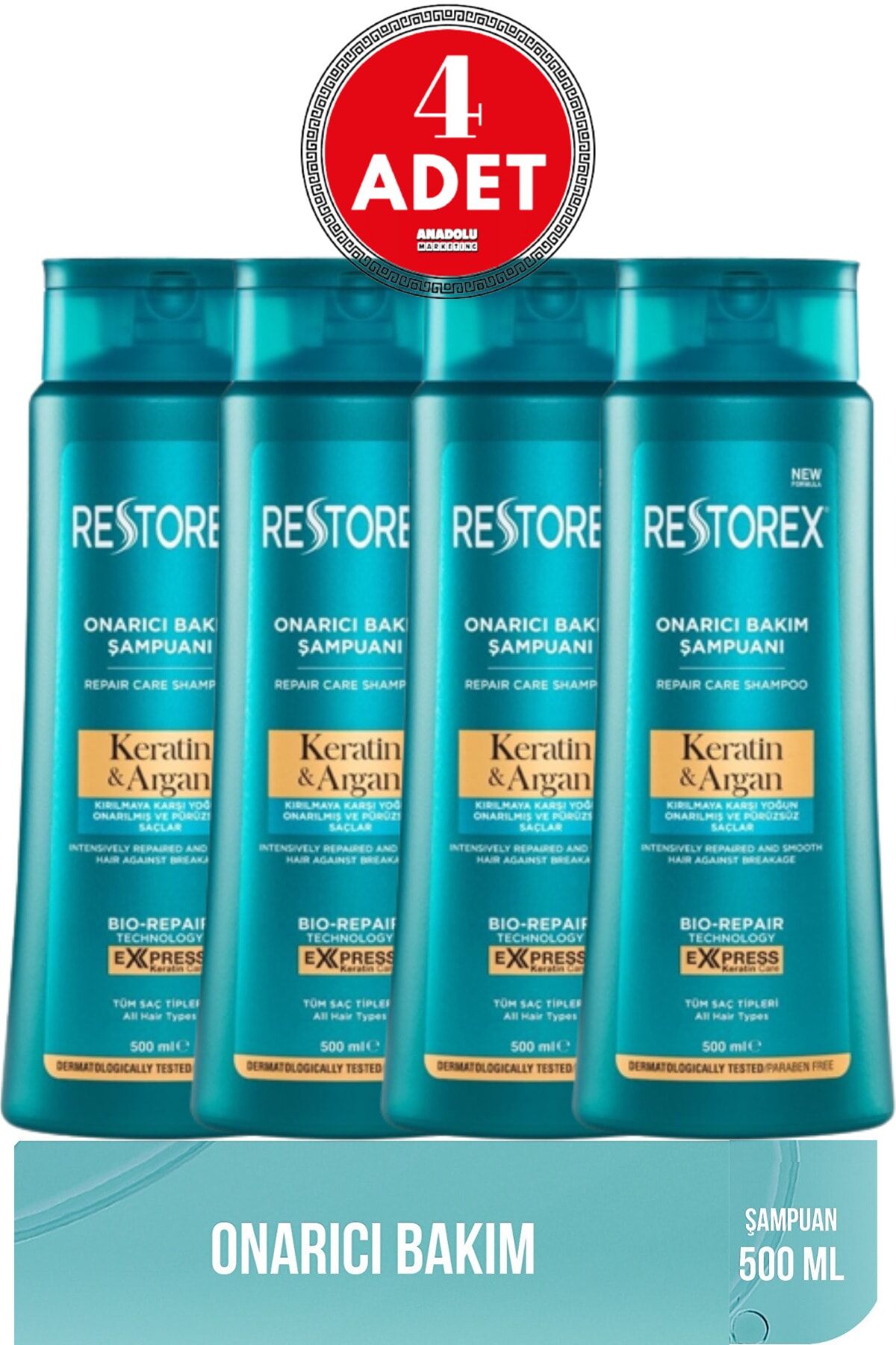 Keratin & Argan Şampuan 500 Ml 4 Adet