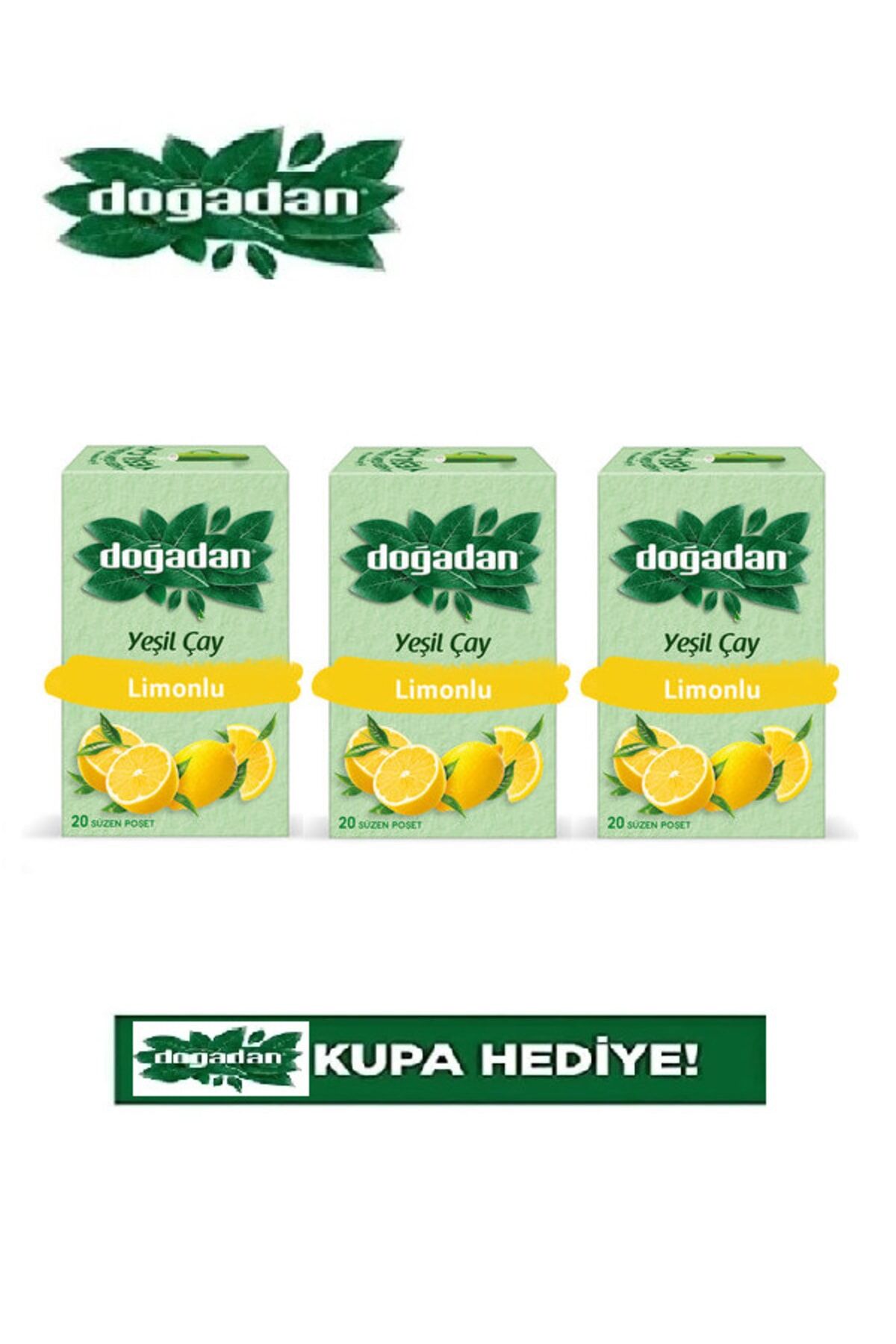Bitki Çayı Yeşil Çay Limonlu 20'li X 3 Adet ( Bardak Hediyeli)