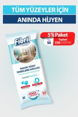 Yeni Pratik Yüzey Temizlik Havlusu Beyaz Sirkeli Sabun Kokulu 5 X 50 (TOPLAM 250 YAPRAK)