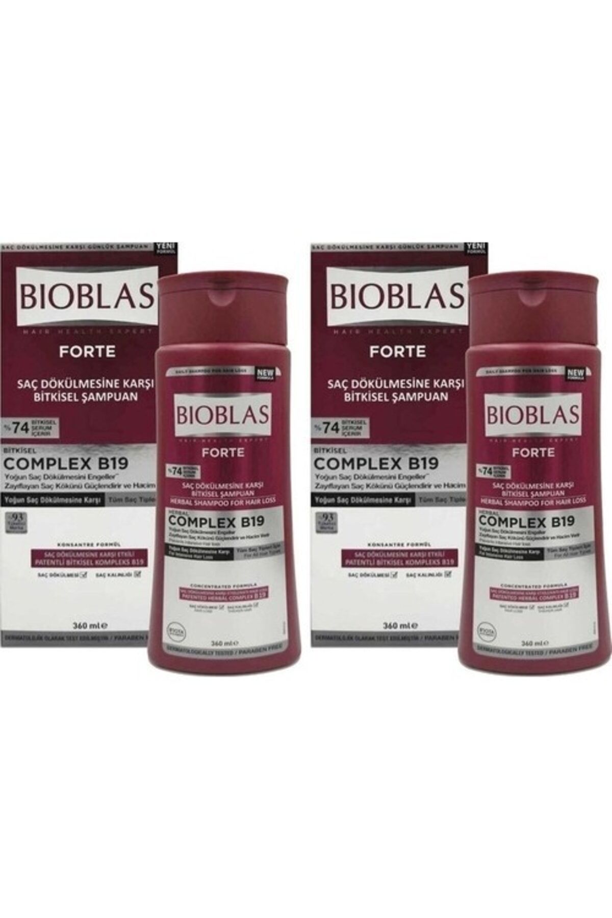Forte Saç Dökülmesine Karşı Bitkisel Şampuan 360 Ml 2 Adet Kadın-erkek