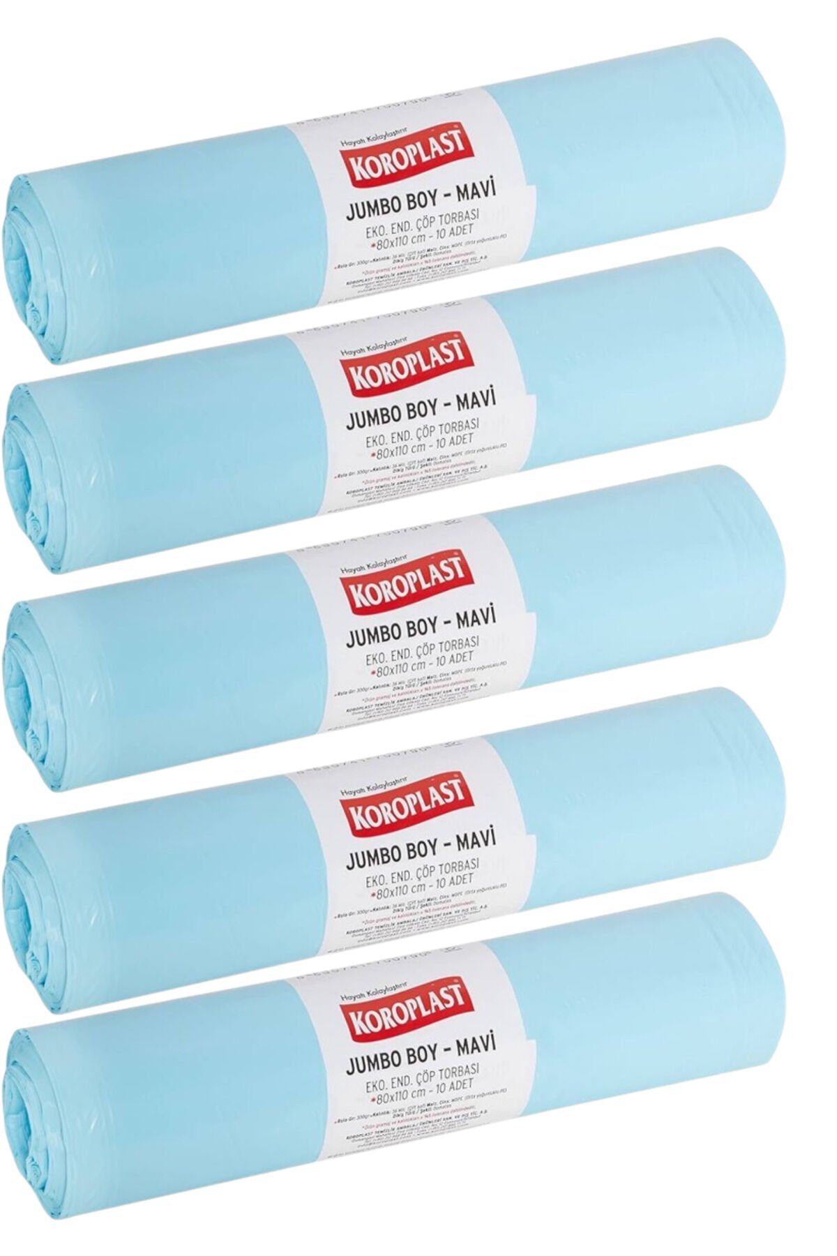 Jumbo boy mavi Eko endüstriyel çöp torbası 80*110 cm 10 adetli 5 paket