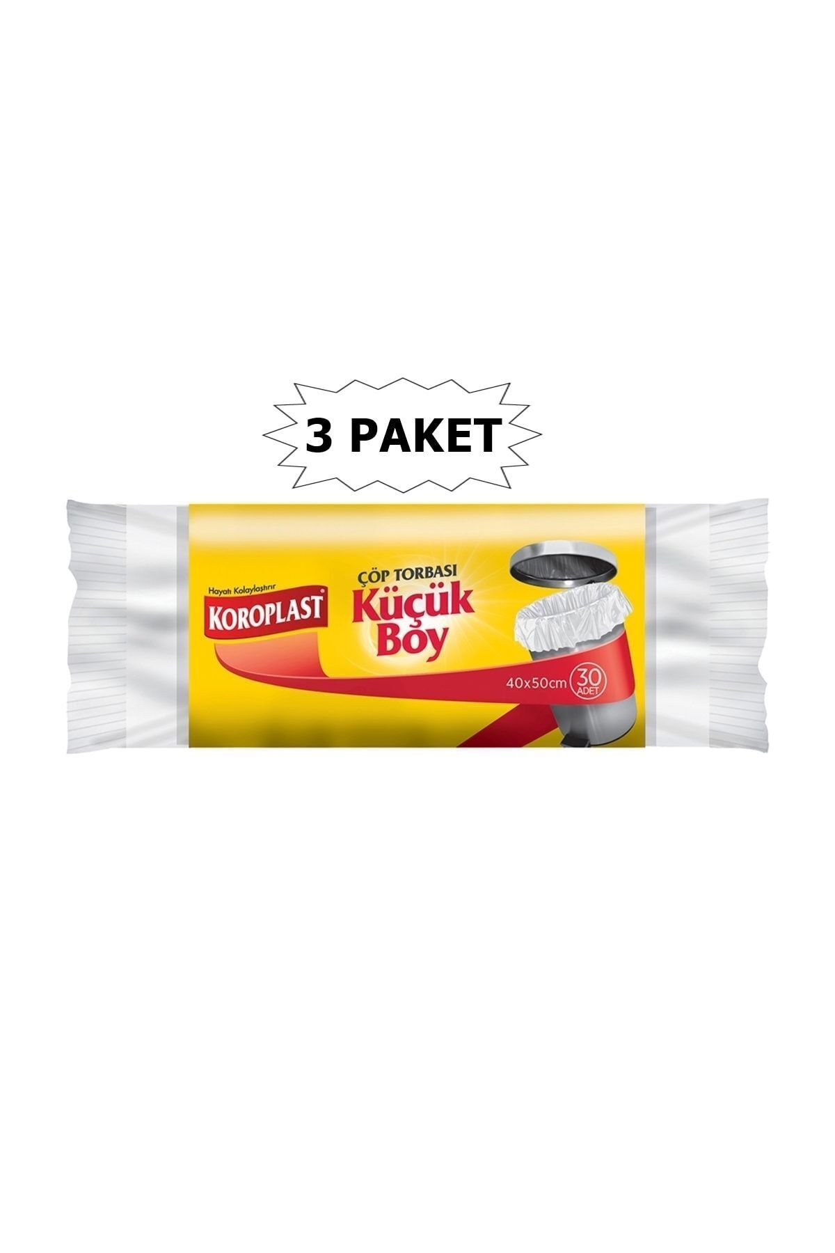 Küçük Boy Çöp Torbası 3 Paket 90 Adet 40x50 Cm Ebatında Güçlü Çöp Torbası 30'lu X 3 Paket
