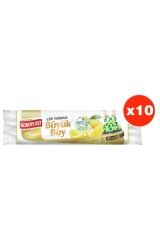 Ekstra Güçlü Limon Büzgülü Büyük Boy 10lu Çöp Torbası X 10 Paket (65*70 Cm)