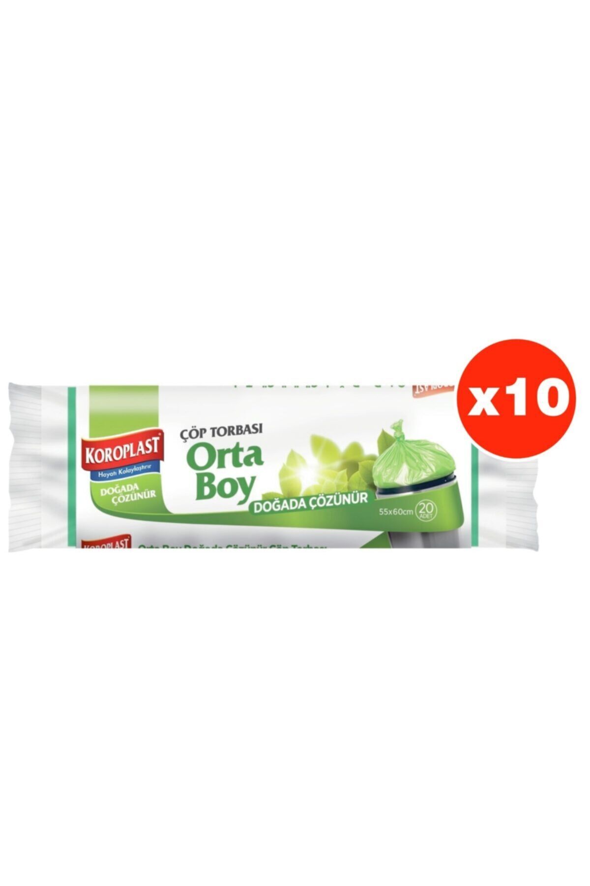 Doğada Çözünür Orta Boy 15li Çöp Torbası X 10 Paket (55*60 Cm)