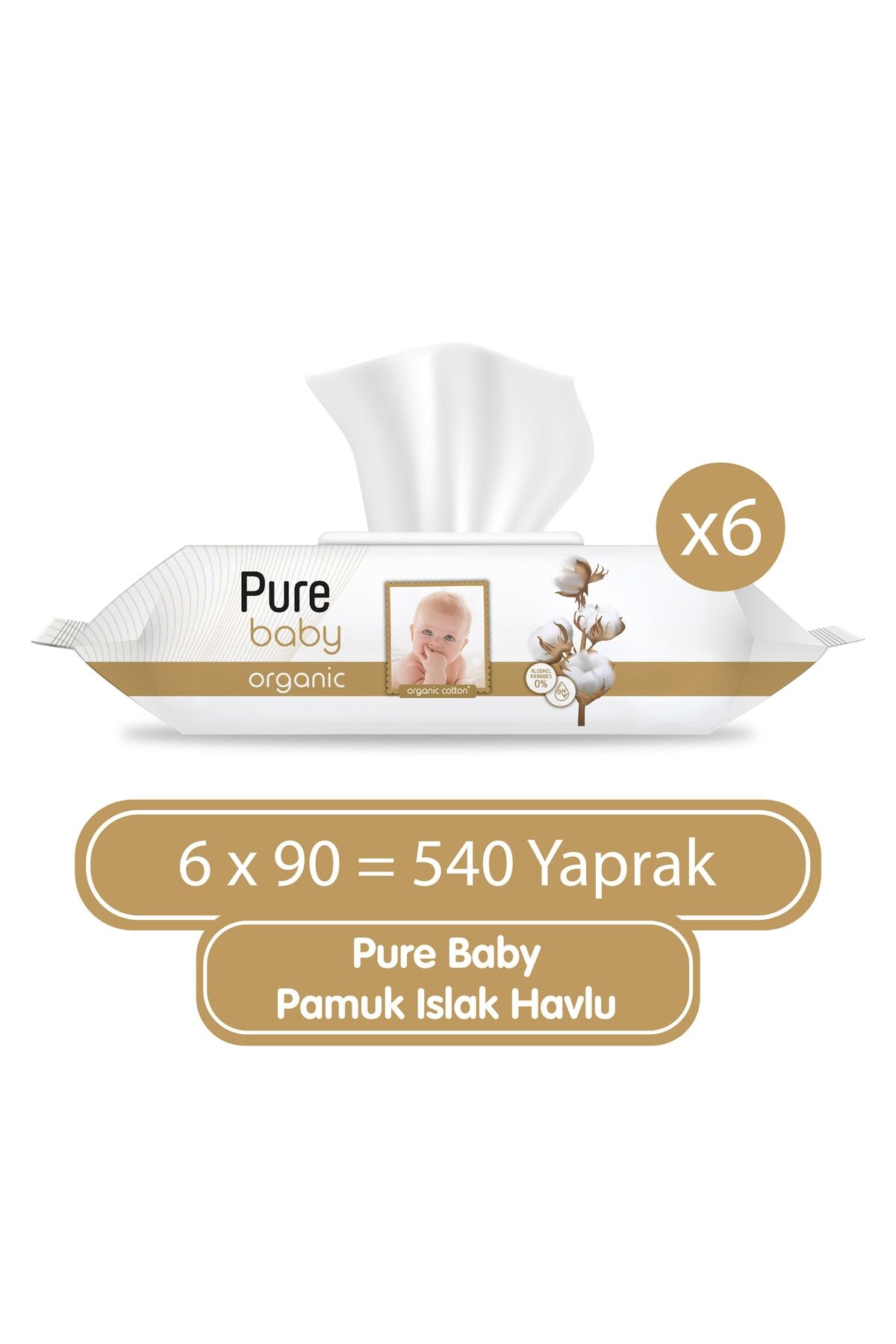 Organik Pamuklu Islak Havlu 6×90 (540 Yaprak)