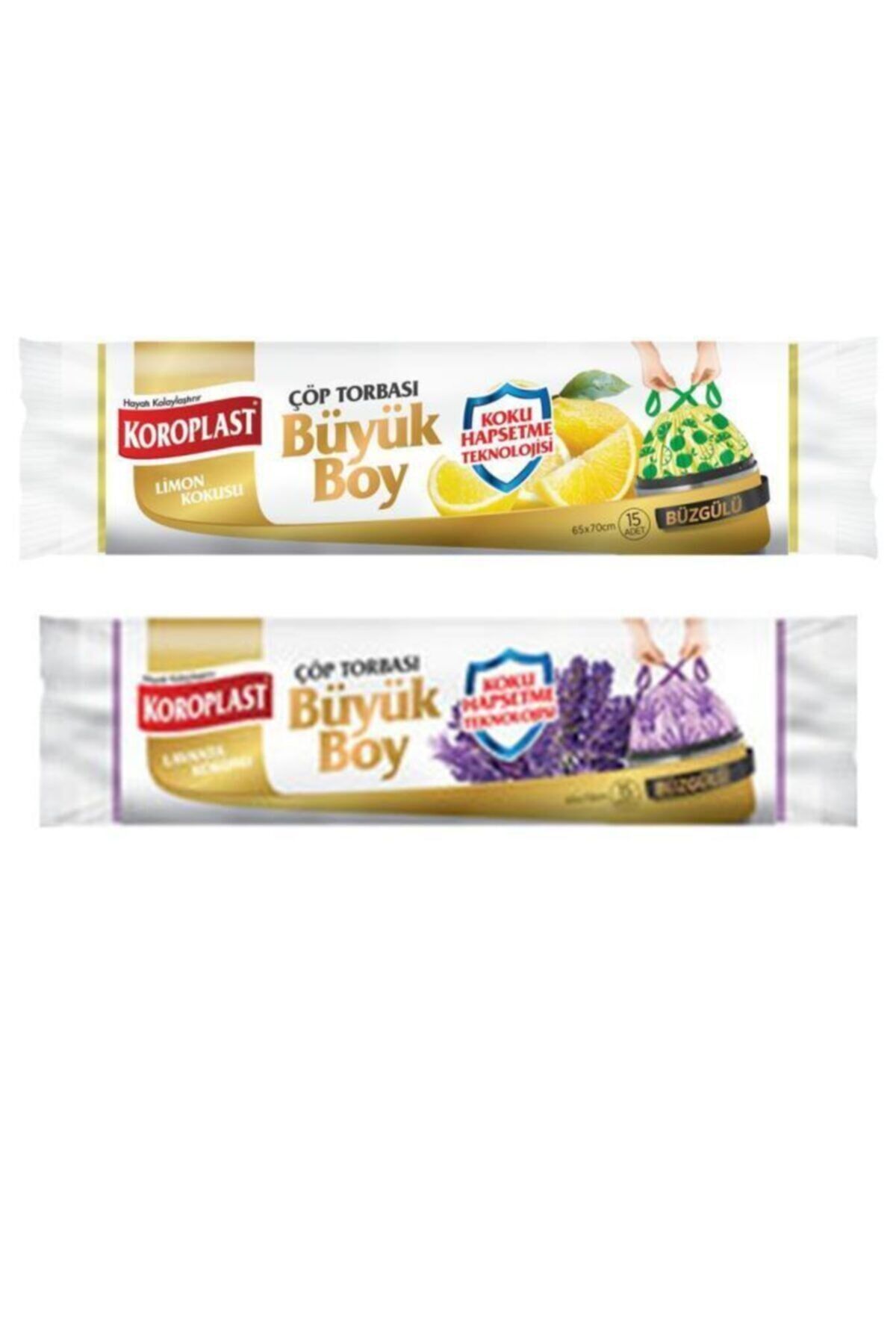 Ekstra Güçlü Limon Büzgülü Büyük Çöp Poşeti + Ekstra Güçlü Lavanta Büzgülü Büyük